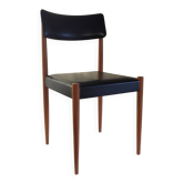 Chaise style scandinave en bois et similicuir - années 60/70