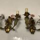 Italian tole sconces with ceramic summer flowers, 1960s , set of 2