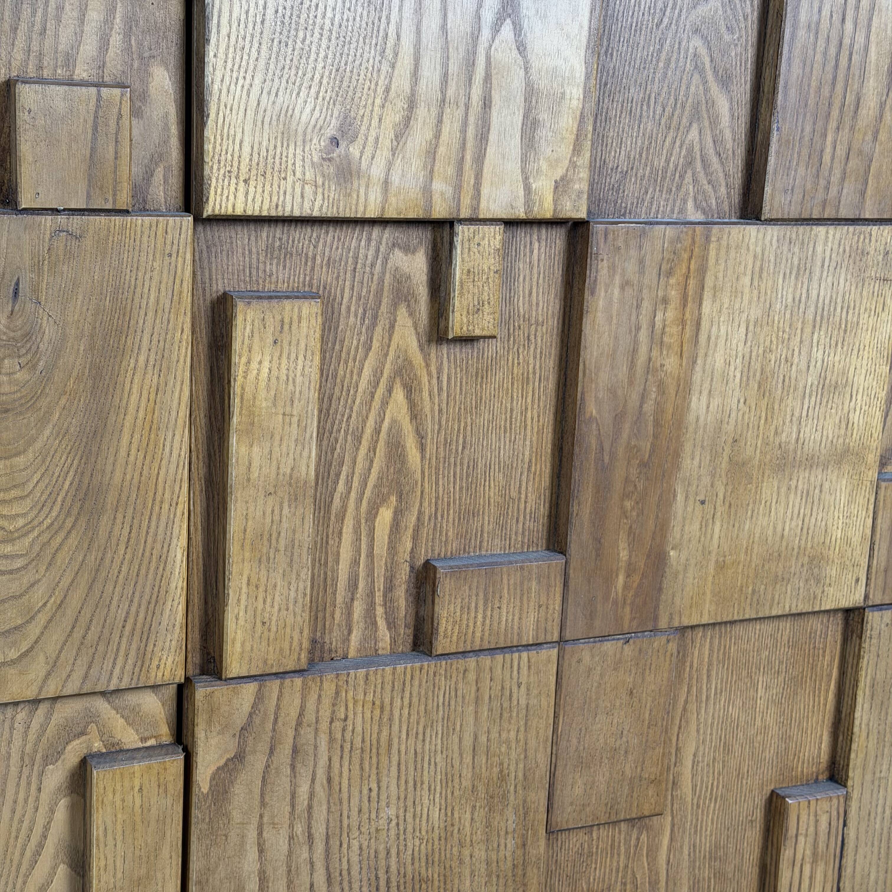 Brutalist Ashwood Sideboard with Sculptural Geometric Front