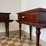 Scandinavian style varnished wood bedside tables from the 60s (X2)