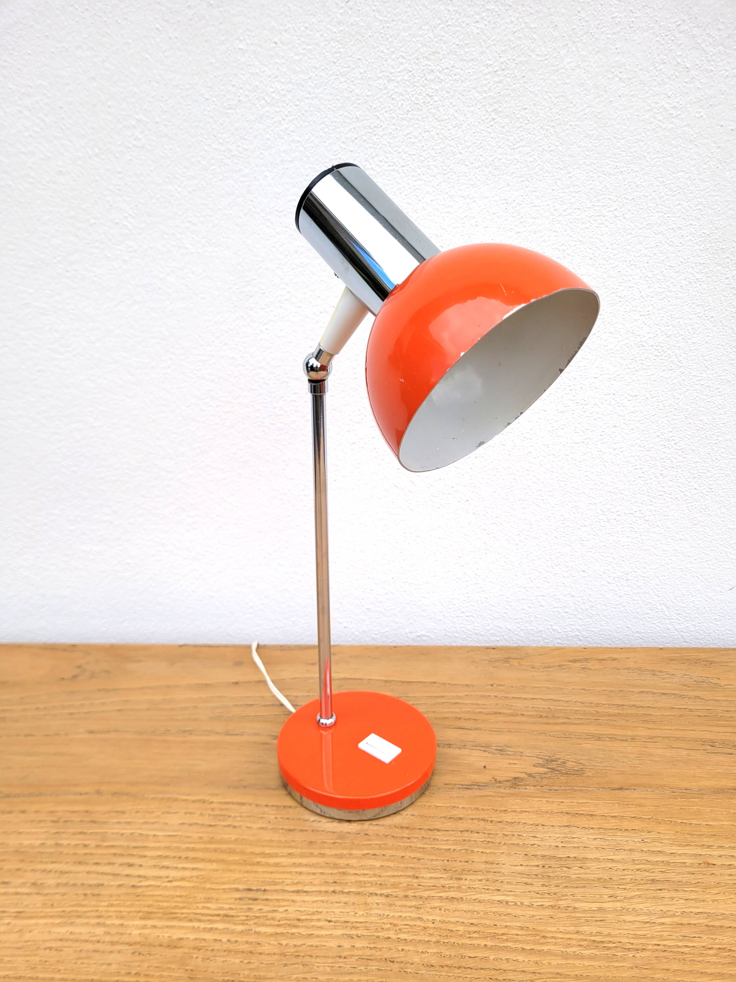 Lampe articulée orange et chrome 1970