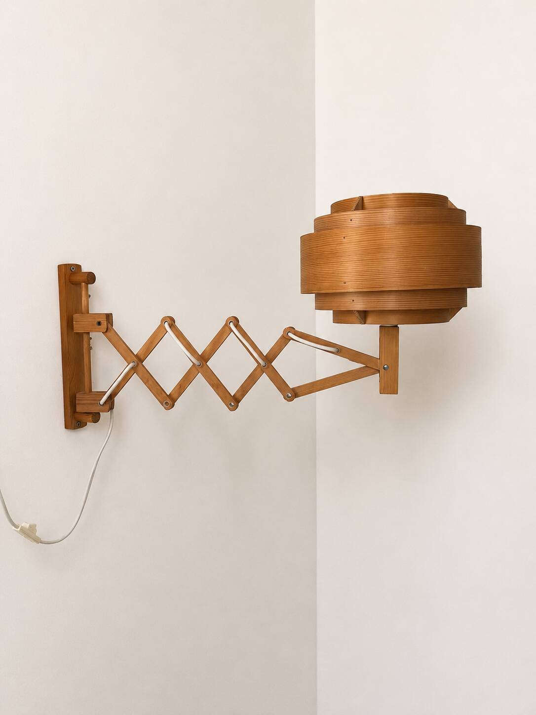 Vintage wall lamp, pine slats, Hans Agne Jakobsson Sweden 1970