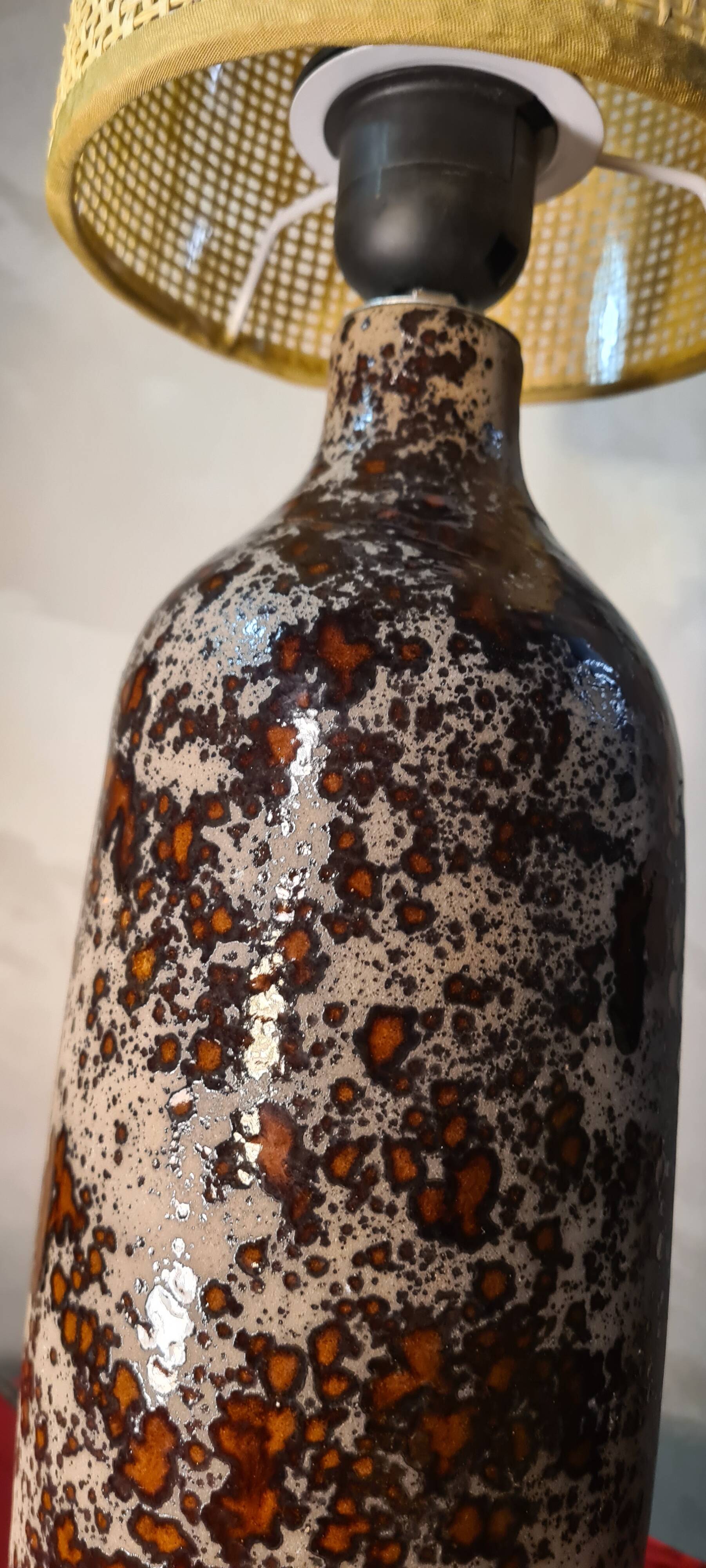 very beautiful glazed ceramic lamp 50x15 new lampshade