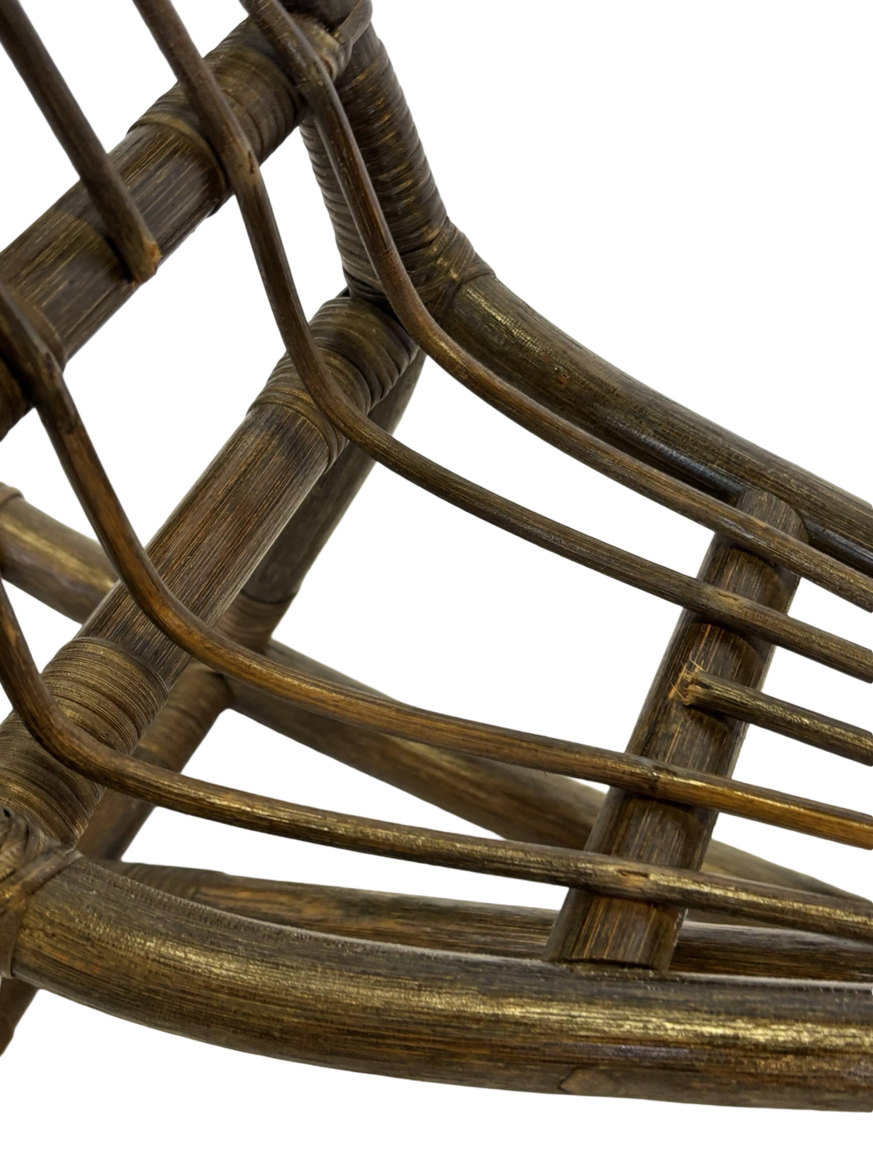 Midcentury bamboo rattan rocking horse 60's design children