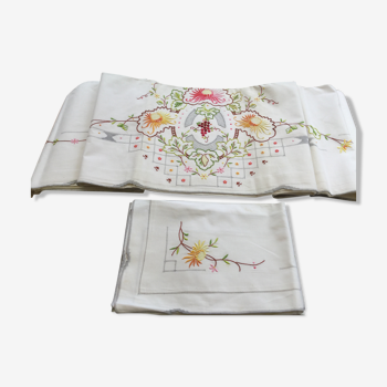 White background embroidered sheets