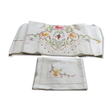 White background embroidered sheets