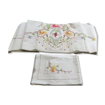 White background embroidered sheets