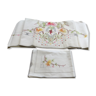 White background embroidered sheets