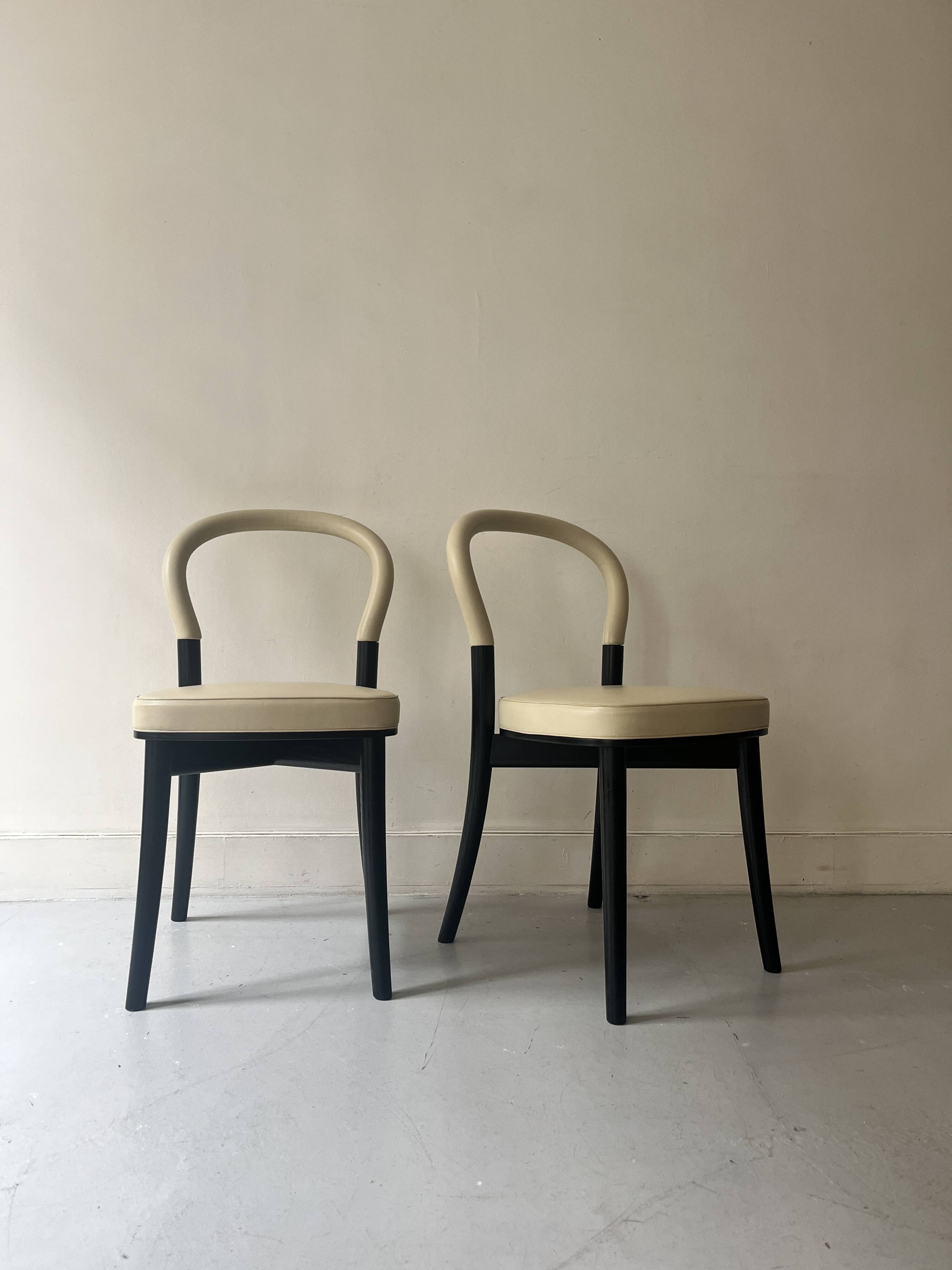 "Goteborg" ash and beige leather chairs by Gunnar Asplund for cassina