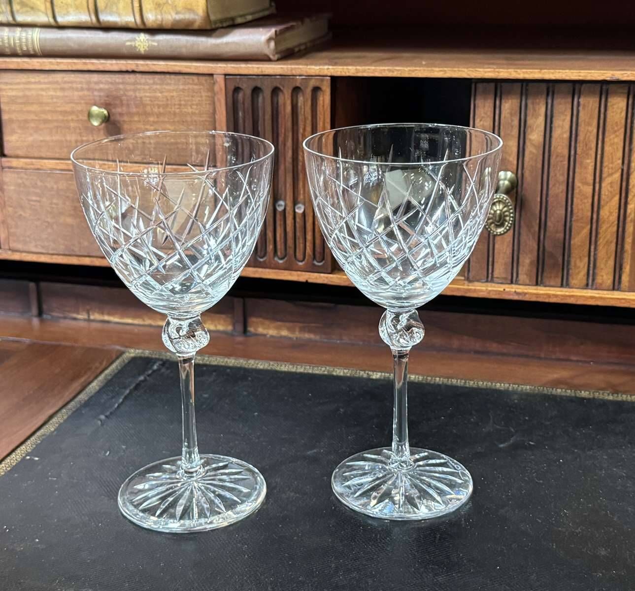 2 verres à pied en cristal DAUM modèle Bolero