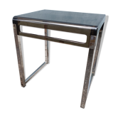 Table d'appoint vintage chrome plexi fume