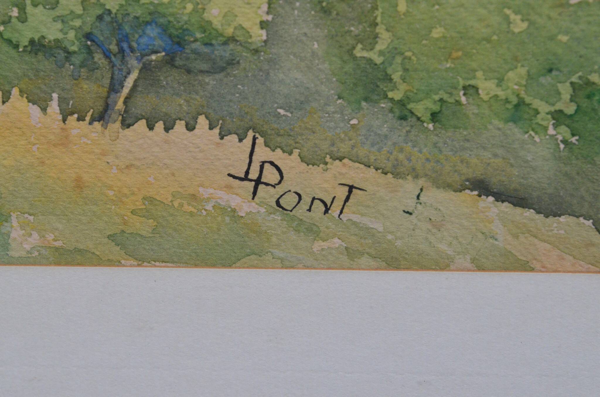 JL PONT (20th century) "Hilly Landscape" Signed watercolour