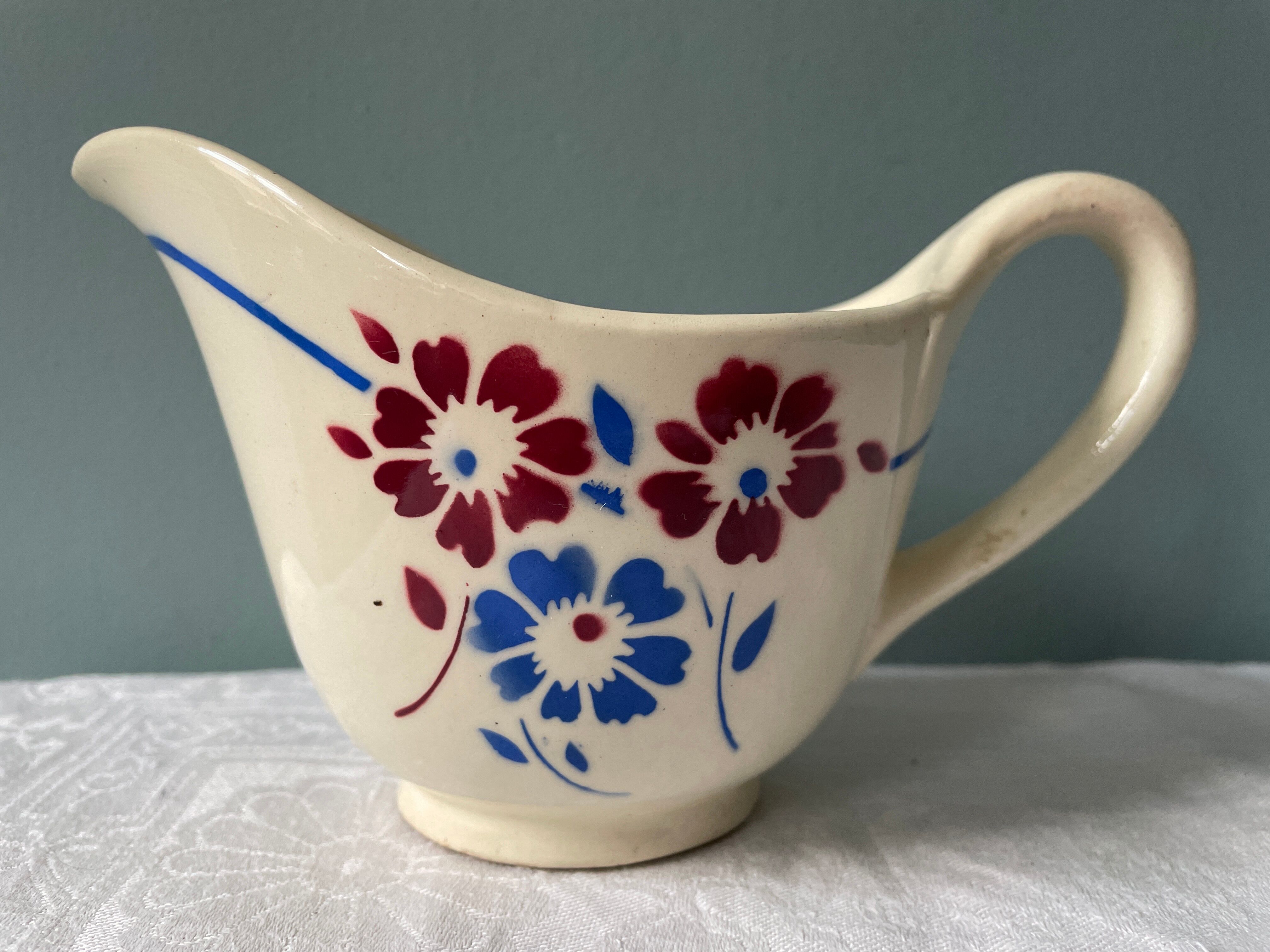 Vintage milk jug, model "Sylvain" earthenware of Lunéville