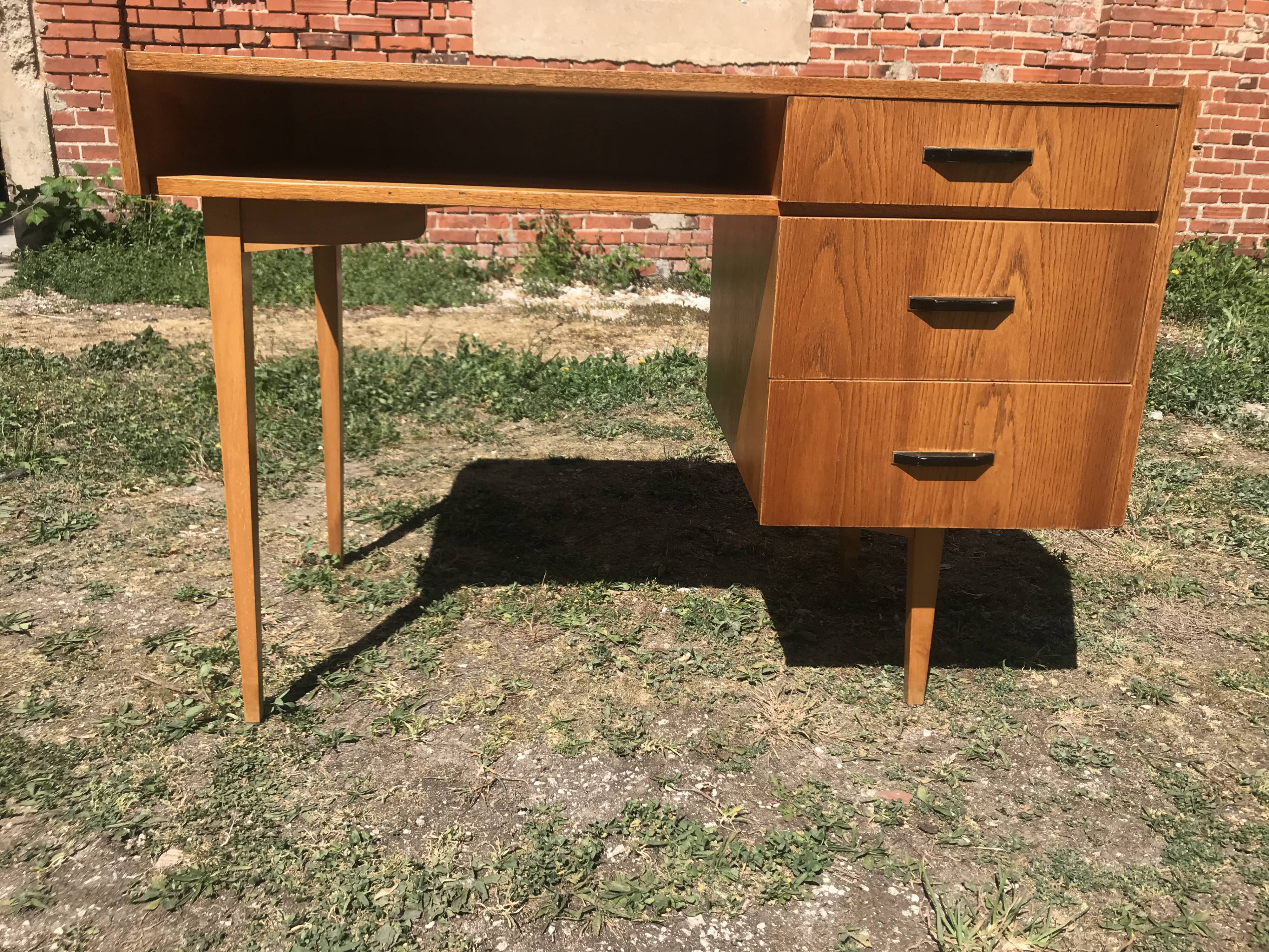Bureau vintage chêne 1950 rénové