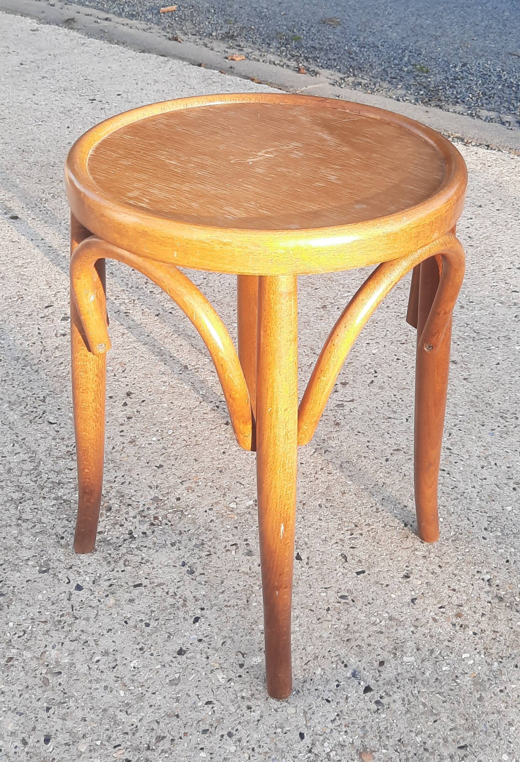 Thonet-style curved wooden stool