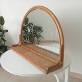 Miroir tablette vintage en rotin