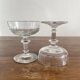 2 antique 19th-century blown glass champagne coupes with flat sides