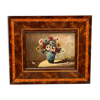 Miniature painting oil painting on panel Still Life signed