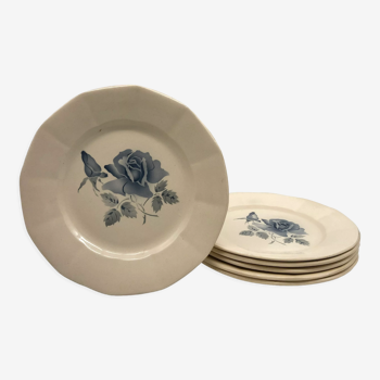 6 assiettes plates en faïence estampillée « digoin sarreguemines»