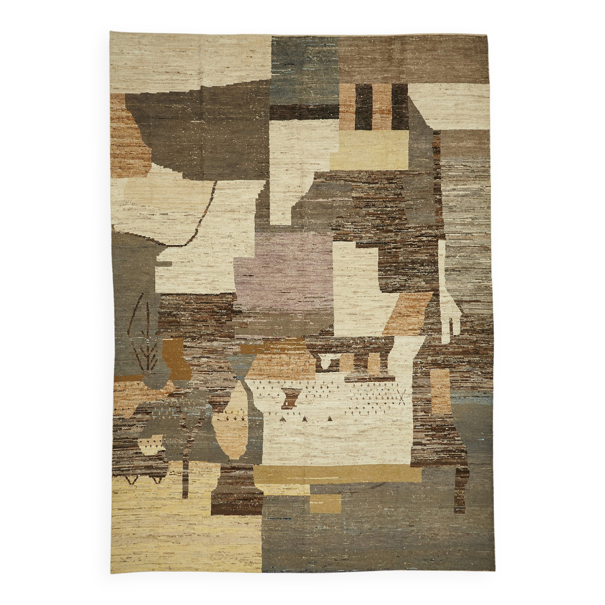 Handmade Tribal Decorative 374 cm x 523 cm Beige Wool Carpet