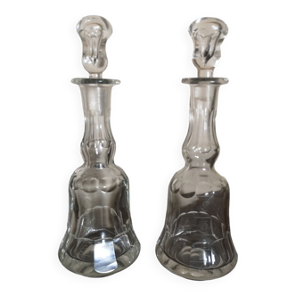 Paire de carafons à abstinthe en cristal fin 19ème/début 20ème siècle