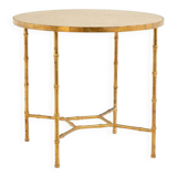 Golden metal side table with a grey marble top, 20th century.