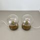 Set of 2 glass ball and oak Wooden Table Lights by Temde Lights, Germany 19