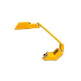 Yellow desk lamp with clock Polam Pułtusk, lata 80.