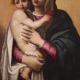 Tableau ancien Vierge à l'Enfant du XVIIe siècle