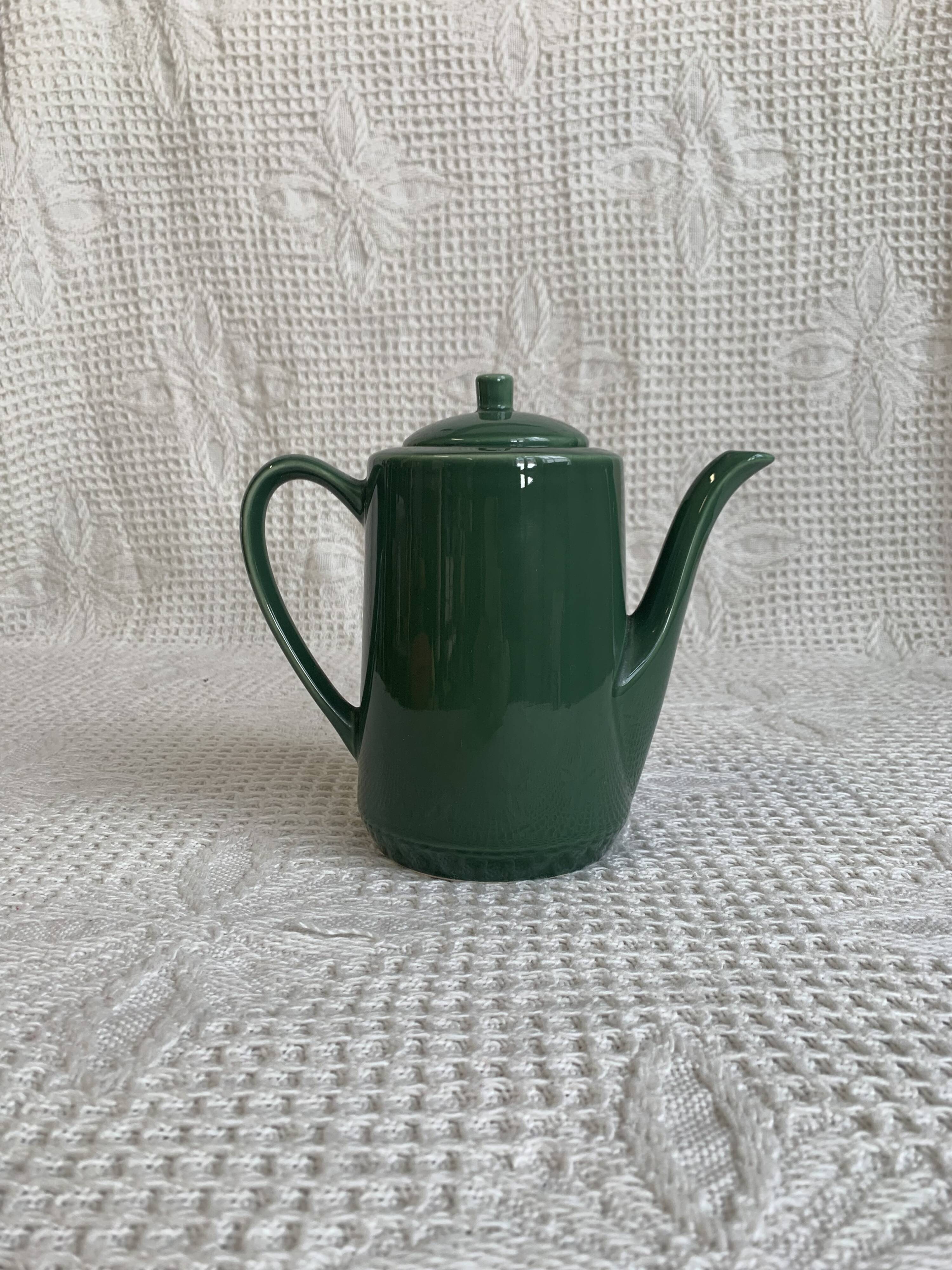 Green ceramic teapot/coffee maker, vintage