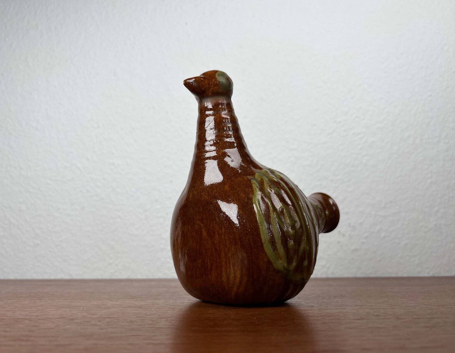 Bird-shaped pottery bottle from a modern Danish workshop, mid-century, 1960s.