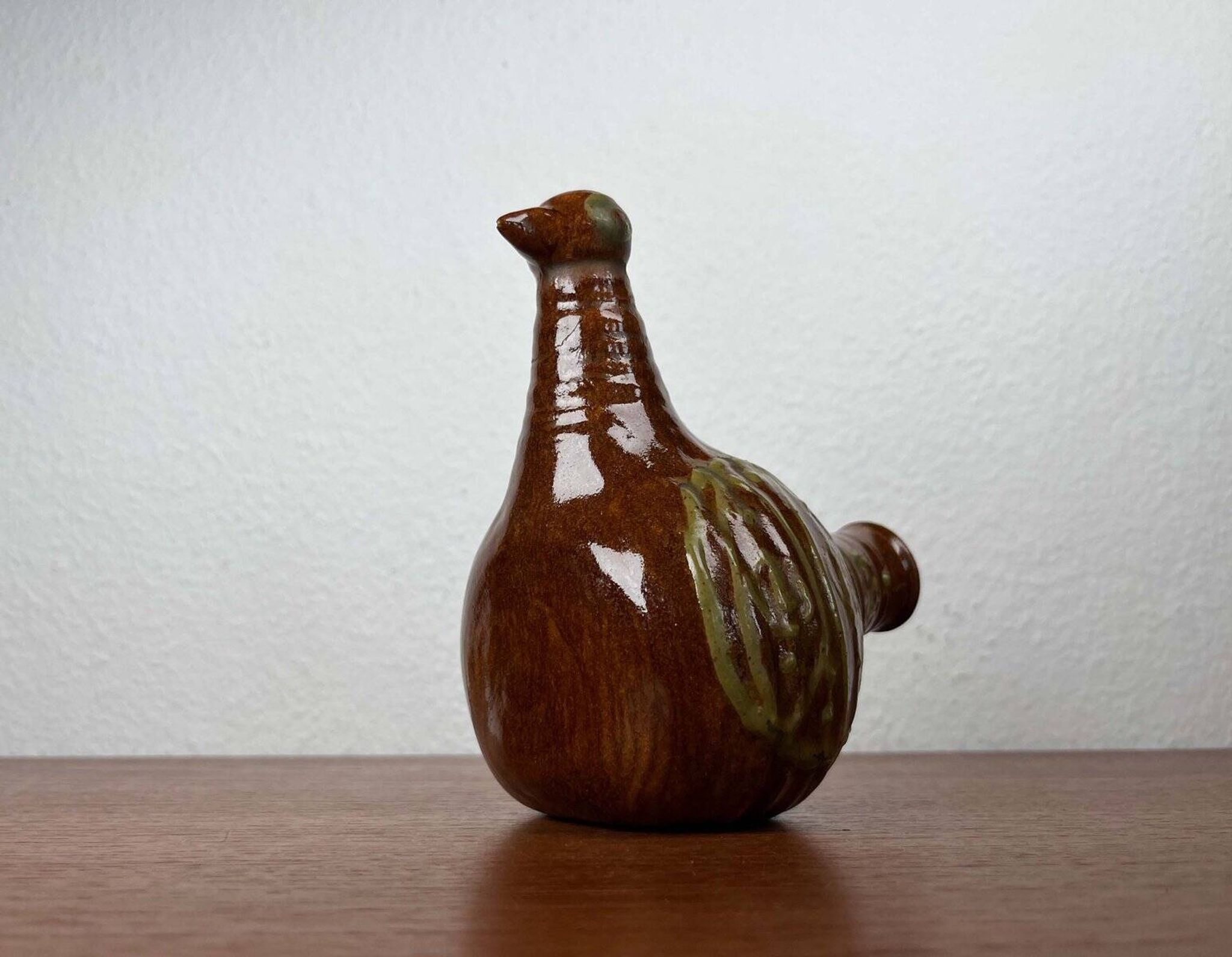 Bird-shaped pottery bottle from a modern Danish workshop, mid-century, 1960s.