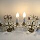 Paire de lampes girandoles en bronze et cristal