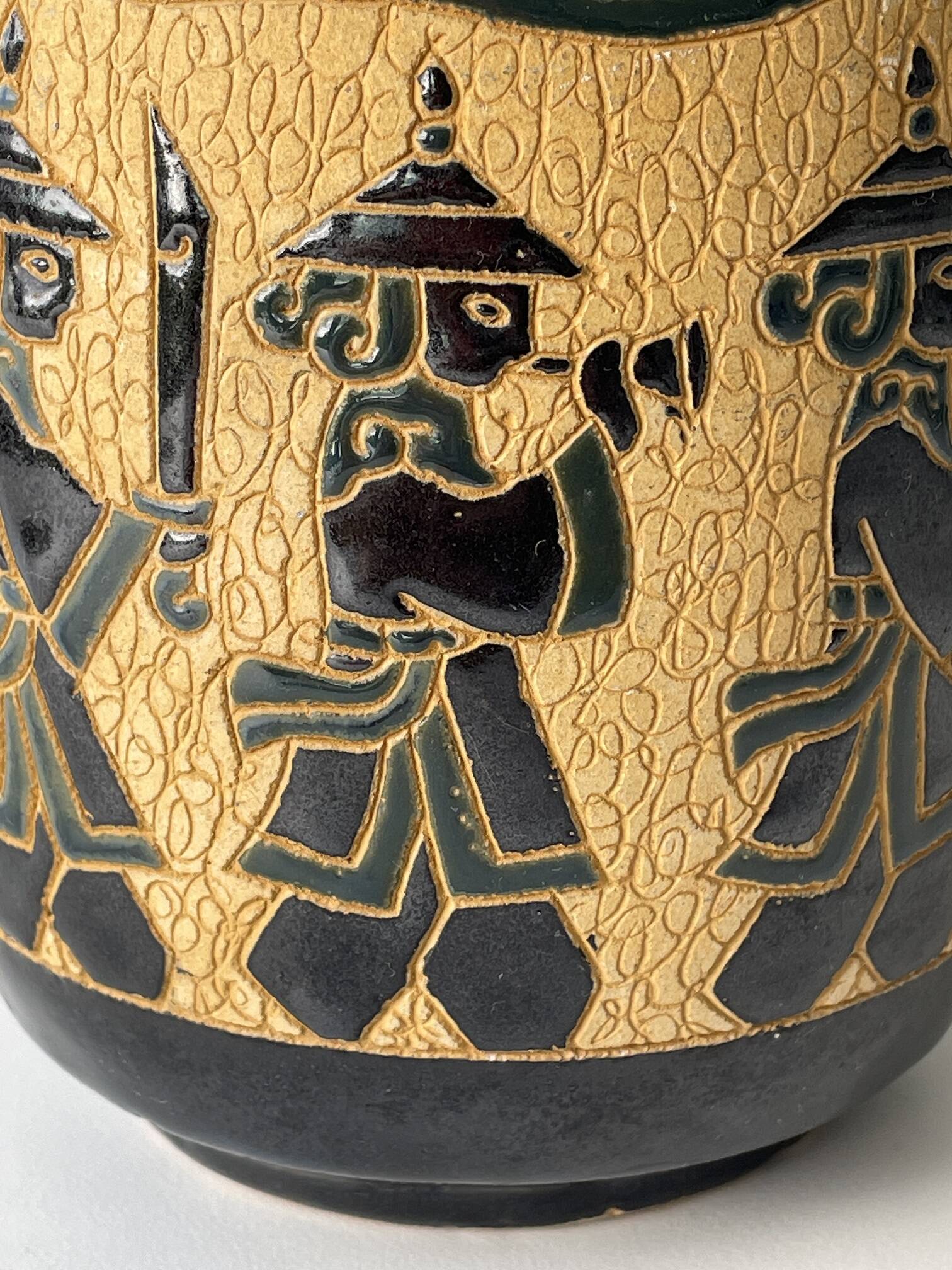 Vintage ceramic art studio vase Dona Saigon Vietnam 1970s