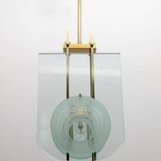 Gallotti & Radice Mid-century Modern Italian Brass and Crystal Pendant, 70s