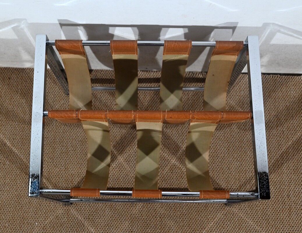 Leather and Chrome Magazine Holders "Novatrend" - XXth