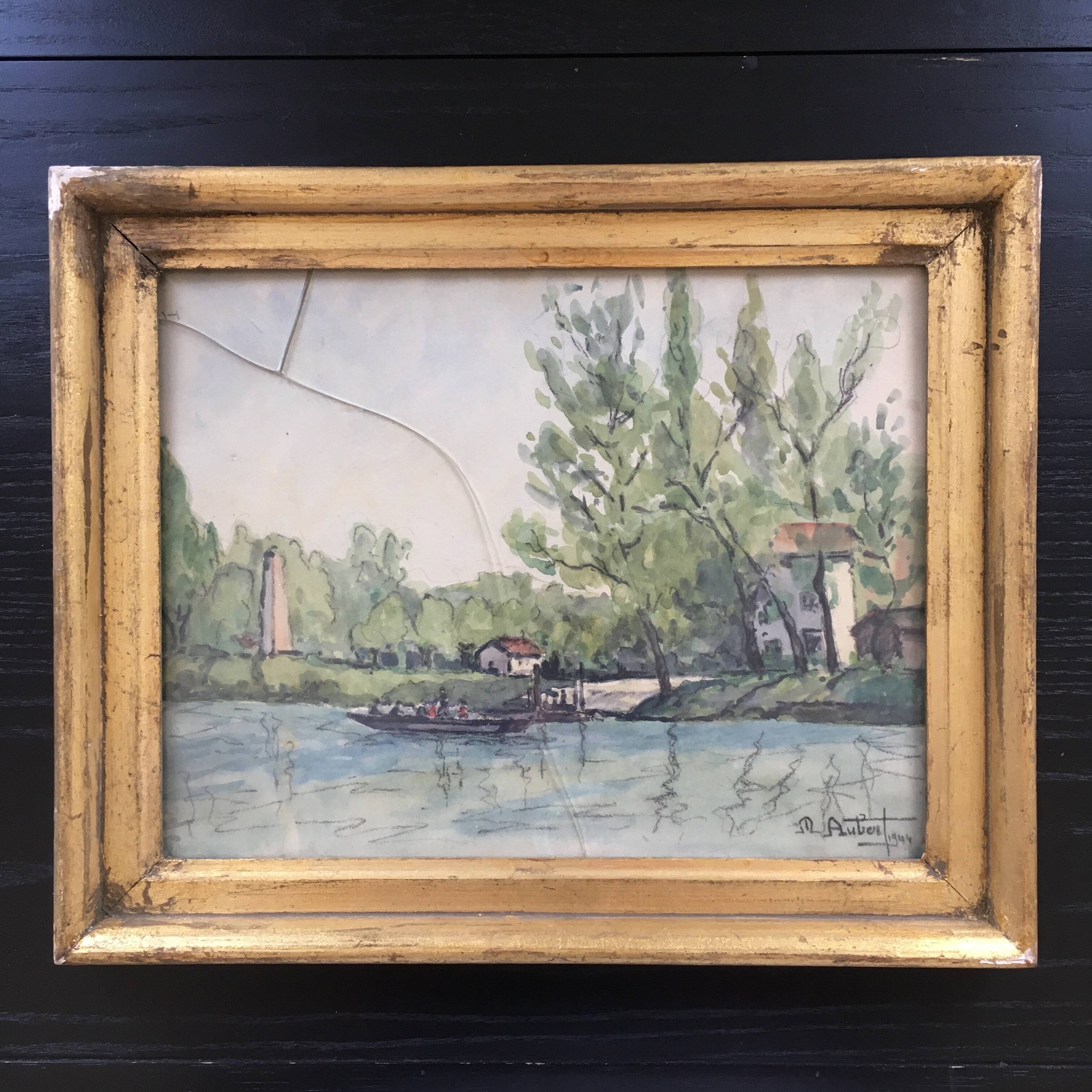 Aquarelle signée M.Aubert 1944