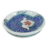 Small glazed stoneware bowl with a fish design