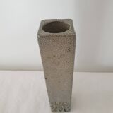 Square stoneware ceramic vase signed Jean Claude Monange