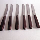 Set of 6 table knives Red Bakelite handle Art Deco period 1930 Stainless steel blade