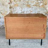 Vintage chest of drawers, Scandinavian teak style, circa 60 metal feet