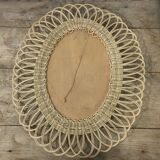 Wicker oval mirror 63x52cm