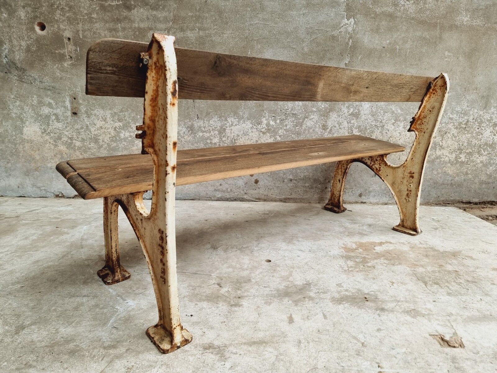 Old garden bench park bench oak with cast iron 160 cm