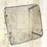 1970s coffee table glass and chrome steel