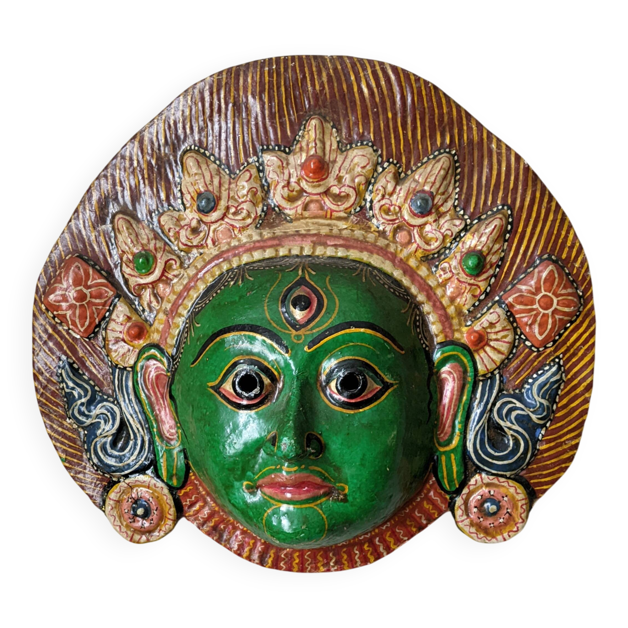 Tibetan wall mask handcrafted ethnic tribal decoration