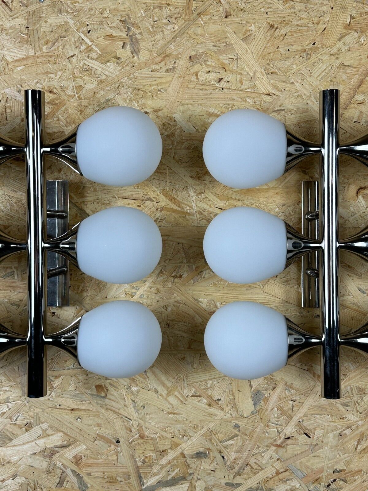 2x 60s 70s 6-bulb Sputnik wall lights by Kaiser Leuchten opal glass