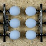 2x 60s 70s 6-bulb Sputnik wall lights by Kaiser Leuchten opal glass