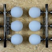 2x 60s 70s 6-bulb Sputnik wall lights by Kaiser Leuchten opal glass