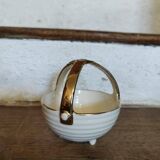 Small ceramic basket with gilding stamped "Faience Tchéchoslovaquie"