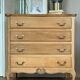 Commode bois brut vintage fleuri relooké